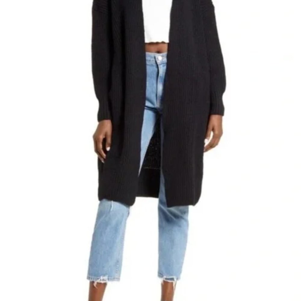 Topshop Chunky Ribbed Longline Cardigan NWT - Black XS